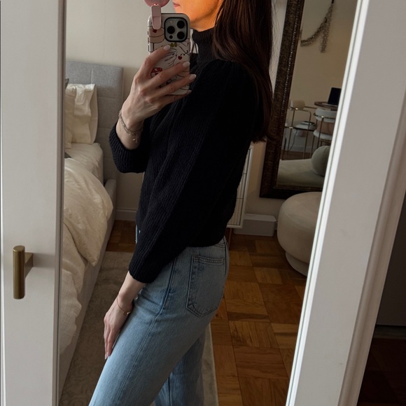 J.Crew Cropped Puff Sleeve Black Turtleneck Sweater size XS in Black - Picture 9 of 9